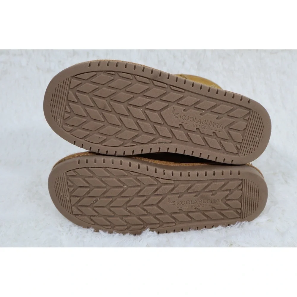 Koolaburra by UGG Koola Short Boots Youth Kids Size 4 Chestnut Brown Suede